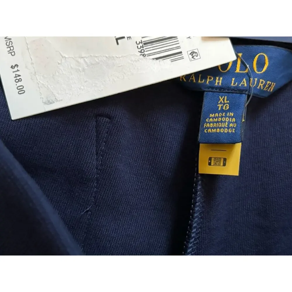 RareShortm6-athletic 30/1 Double Knt Cvs Polo Ralph Lauren Men’s Sz XL Navy Blue
